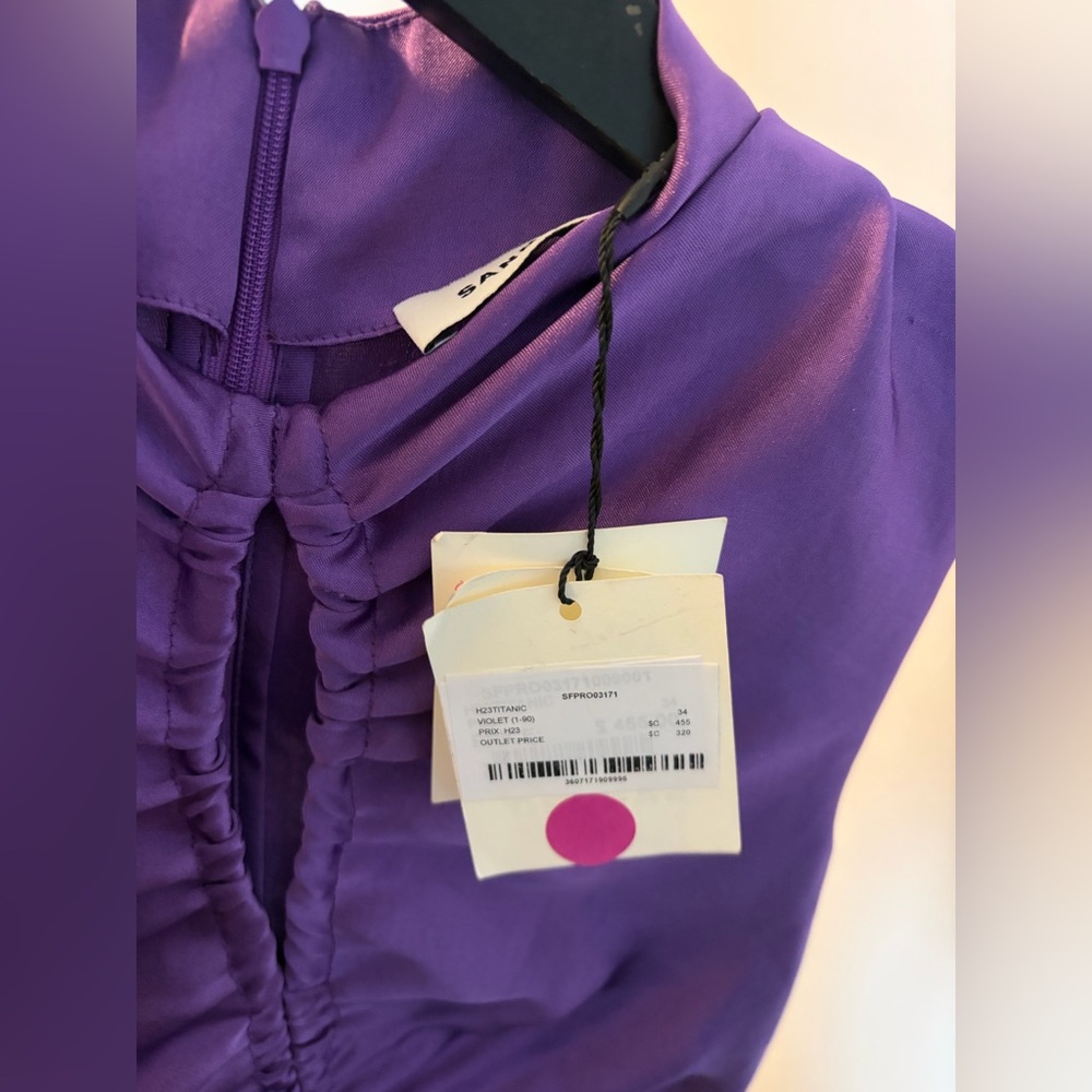 SANDRO - Titanic Ruched Dress in Violet - Picture 5 of 7